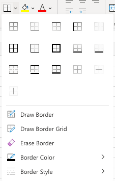 Excel Format Borders -