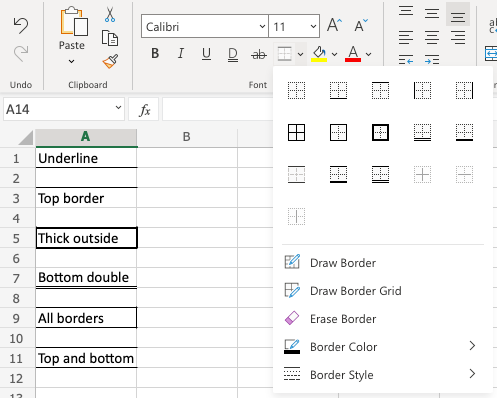 Excel Format Borders -