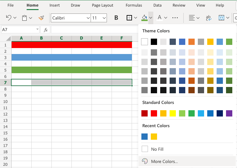 Excel Format Colors -