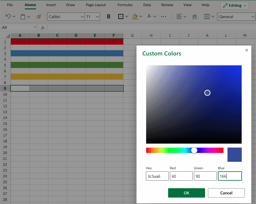 Excel Format Colors -