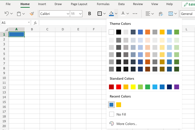 Excel Format Colors -