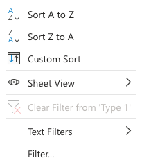 Excel Filter -