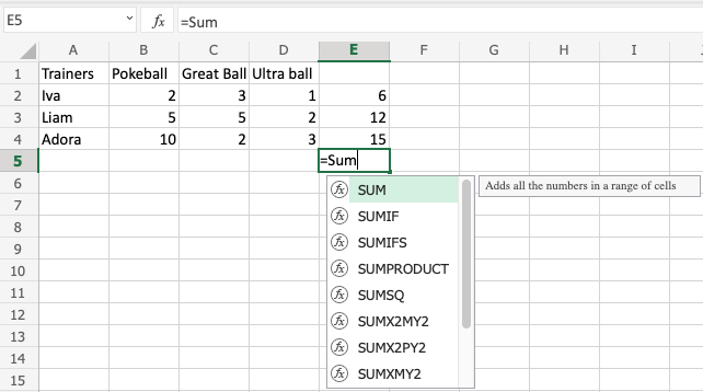 Excel Formulas -