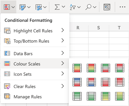 Excel Color Scales -