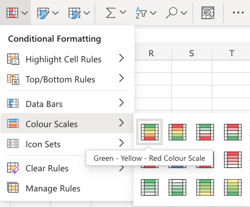 Excel Color Scales -