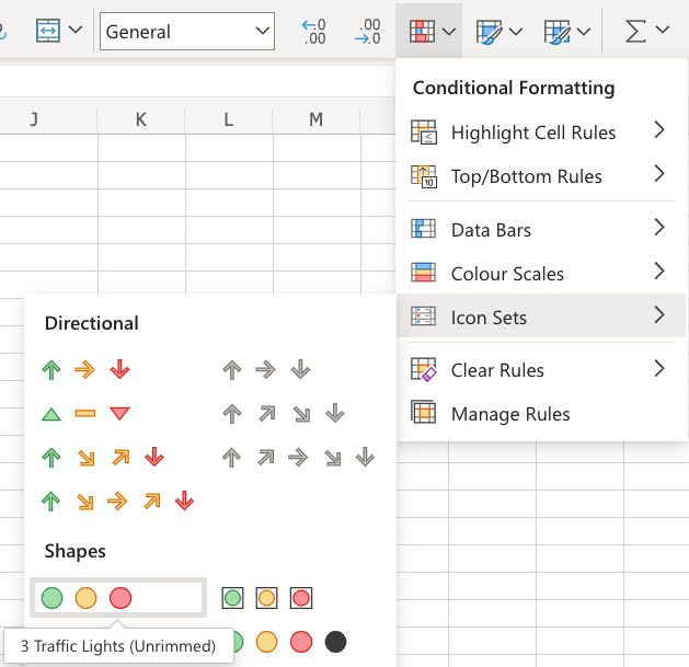 Excel Icon Sets -