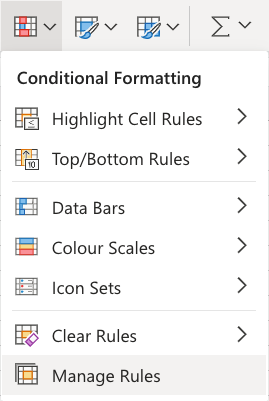 Excel Manage Rules(Cf) -