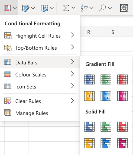 Excel Data Bars -