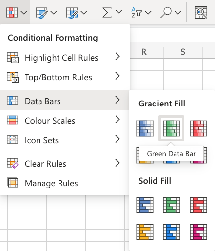 Excel Data Bars -