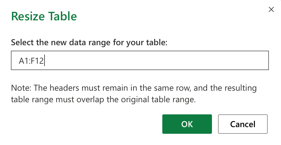 Table Resizing -