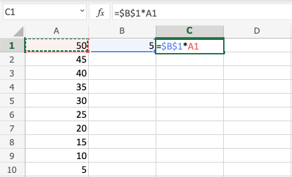 Excel Multiplication -