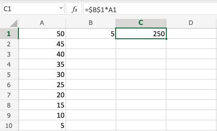 Excel Multiplication -