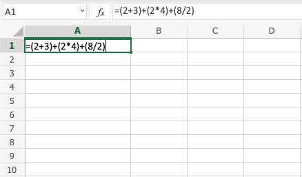 Excel Parentheses -