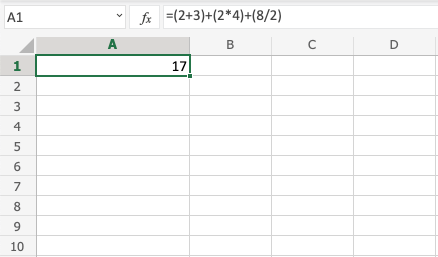 Excel Parentheses -