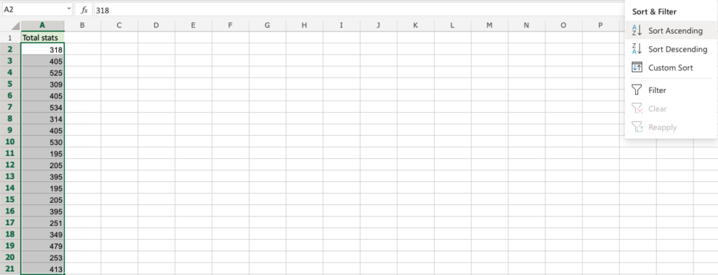 Excel Sort -