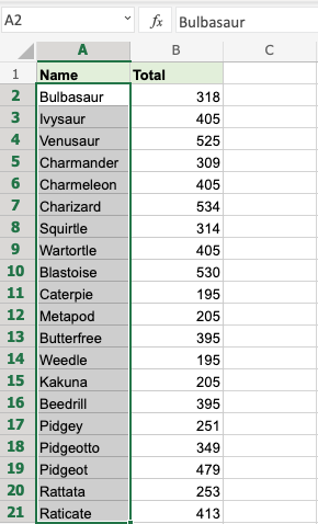 Excel Sort -