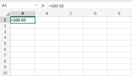 Excel Subtraction -