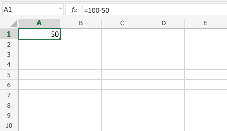 Excel Subtraction -