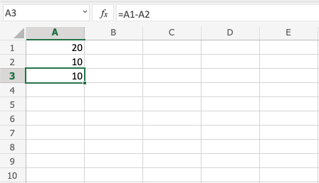 Excel Subtraction -