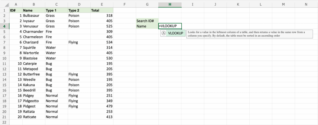 Vlookup -